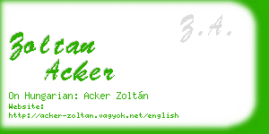 zoltan acker business card